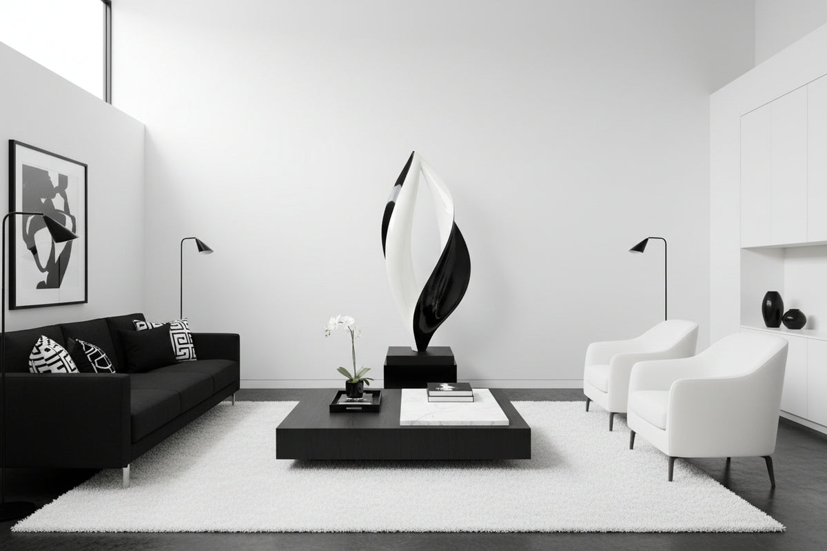 Skulptur Flamme schwarz weiss